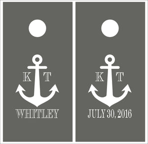 Personalized Wedding Anchor Vinyl Decal Set for Cornhole Boards | Nautical Wedding