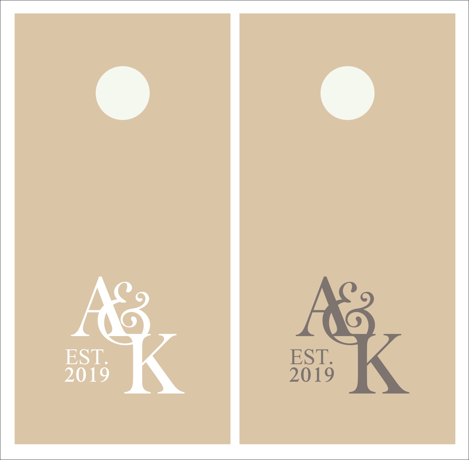Bride & Groom Intertwined Wedding Initials Vinyl Decals - Set of TWO for Cornhole Game