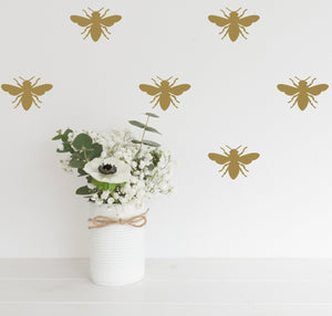 Bee Decor for Home | Gold Bee Decal | Bee Wall Decal Set | Bee Stickers