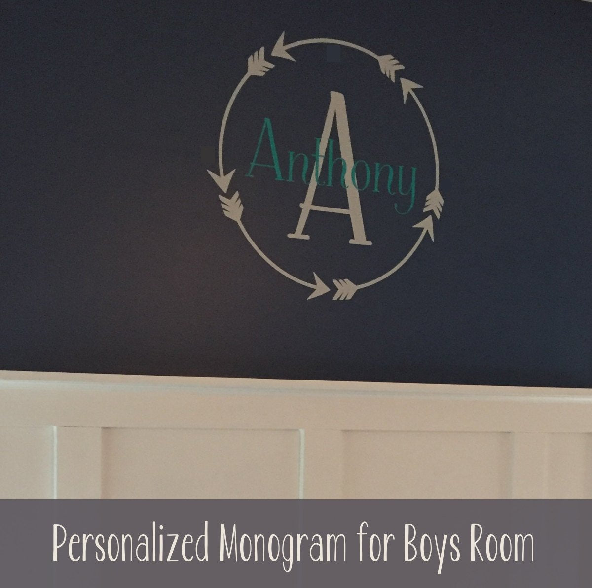 Personalized Monogram Decal for Boys and Girls | Arrow Aztec Decor