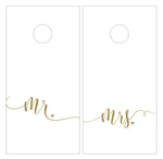 Modern Mr and Mrs Floral Cornhole Decal Set for the Rustic Outdoor Wedding