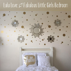 Gold Dot Decals | Polka Dot Wall Decal | Gold Vinyl Dots | Gold Nursery Decor | White and Gold Decor | Girls Bedroom Decor
