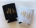 mr and mrs wedding can coolers | mr and mrs can holder wedding photo props | wedding shower gift | FREE Shipping
