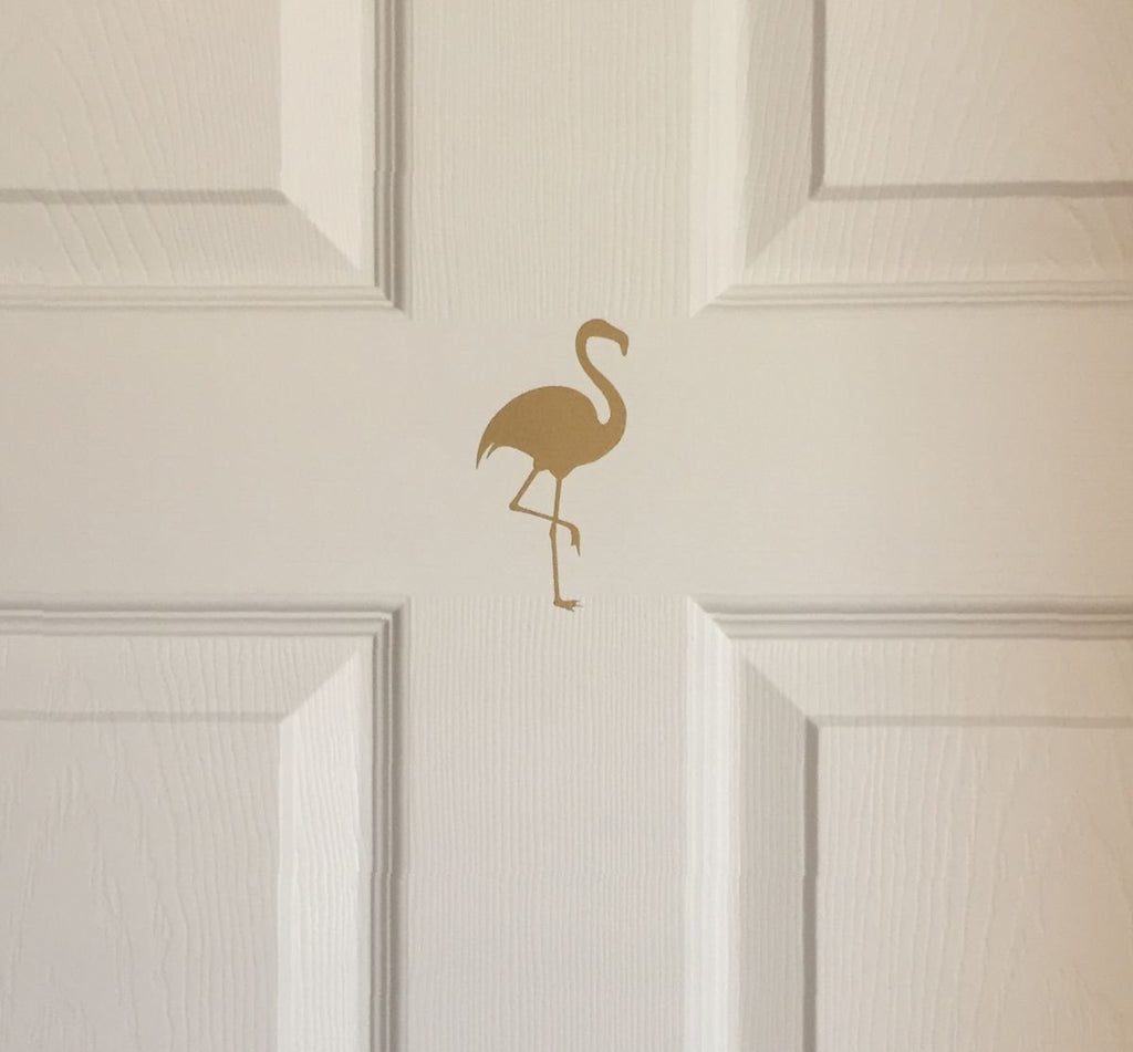 Flamingo Decor for Home | Gold Flamingo Door Decal | Set of 7 Flamingo Sticker Decals