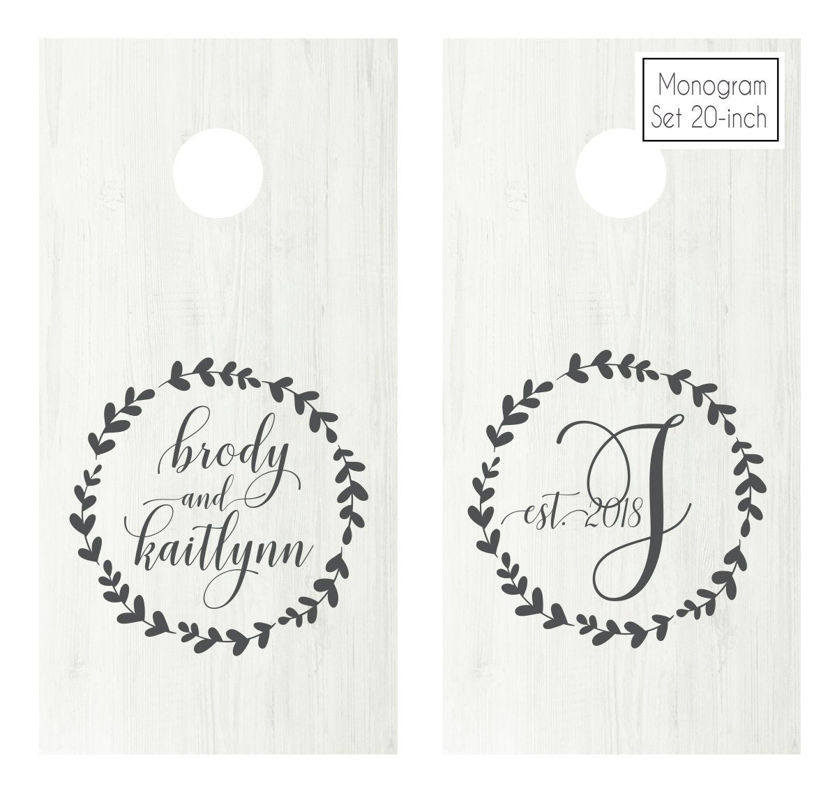 Personalized Wedding Monogram Decal Set for Cornhole Game Boards