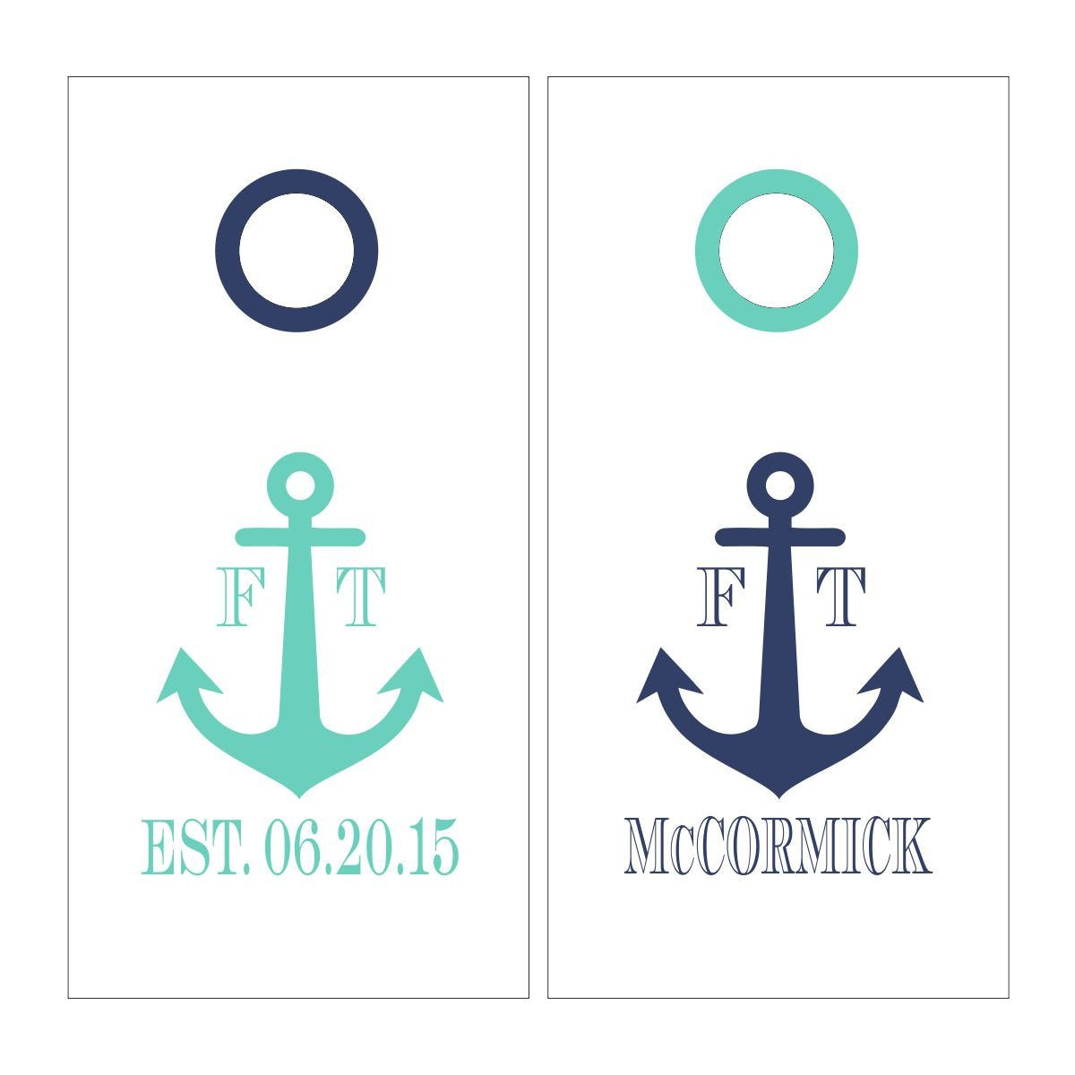 Personalized Wedding Anchor Vinyl Decal Set for Cornhole Boards | Nautical Wedding