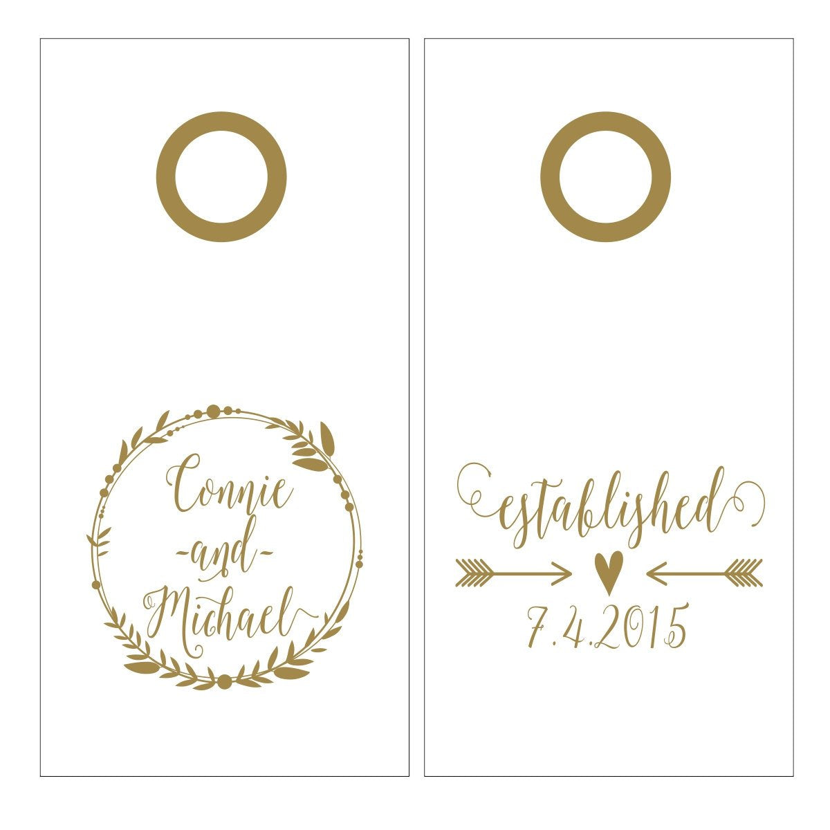 Personalized Wedding Wreath with Best Day Ever Decal Set for Corn Hole
