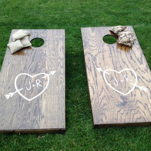 Wedding Cornhole Decals | Carved Heart Personalized Wedding Decor | Rustic Wedding