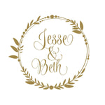 Rustic Style Personalized Wedding Wreath Vinyl Decal Set for Cornhole Game Boards