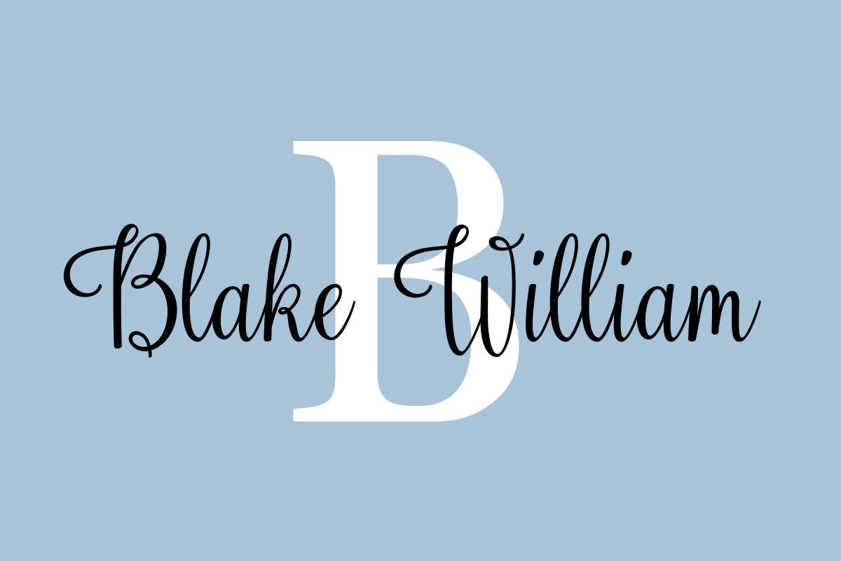 Personalized Name and Initial Monogram Wall Decal for Baby Boy Nursery