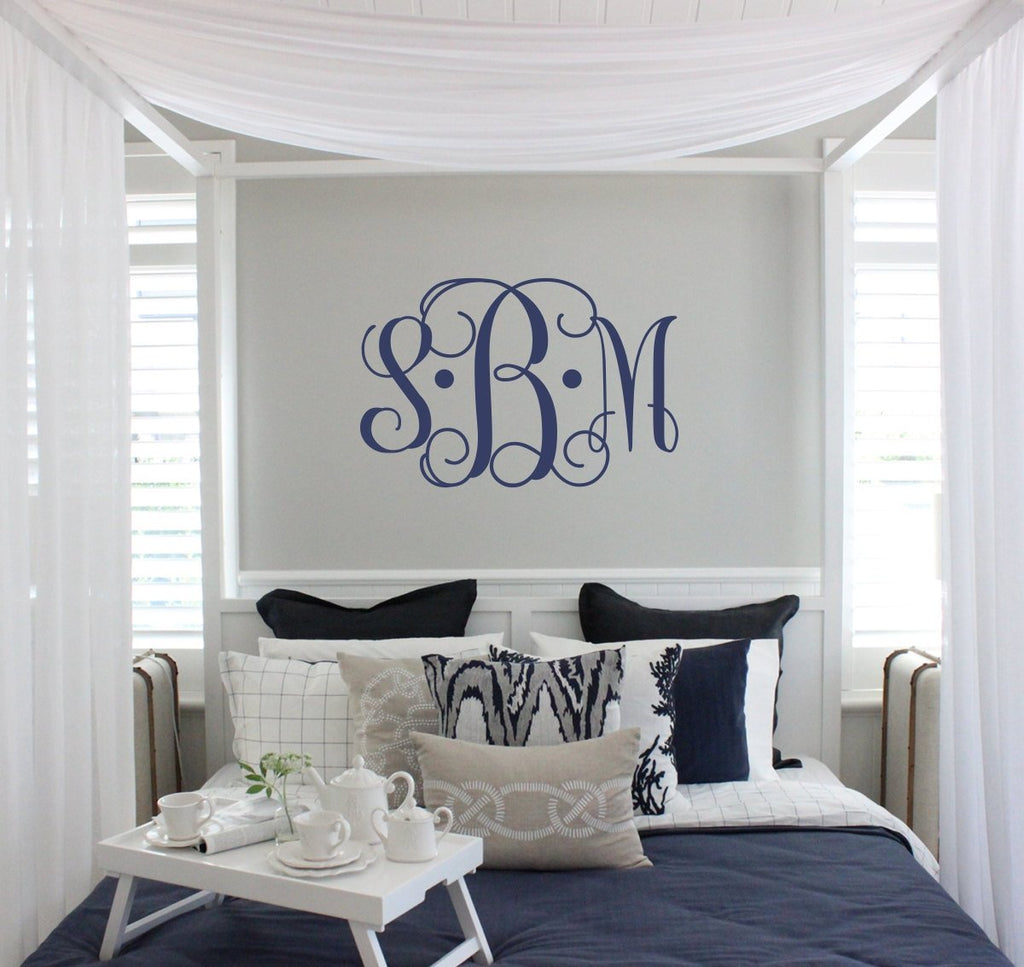 Vine Monogram Vinyl Wall Decal for the Master Bedroom Newlywed Sanctuary | Personalized Wedding Gift