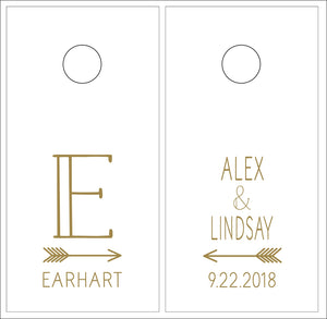 Personalized Wedding Monogram Decal Set with Arrows | Vinyl Decals for Cornhole Game Boards