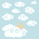 Cloud Decal | Whimsy Clouds with Sun Wall Decal Package for Nursery
